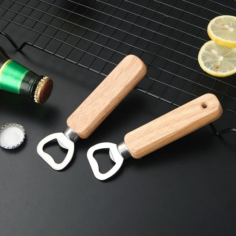 Wine Beer Bottle Opener Cork Screw wood Multi function can Kitchen Bar Tools wholesale dropshipping