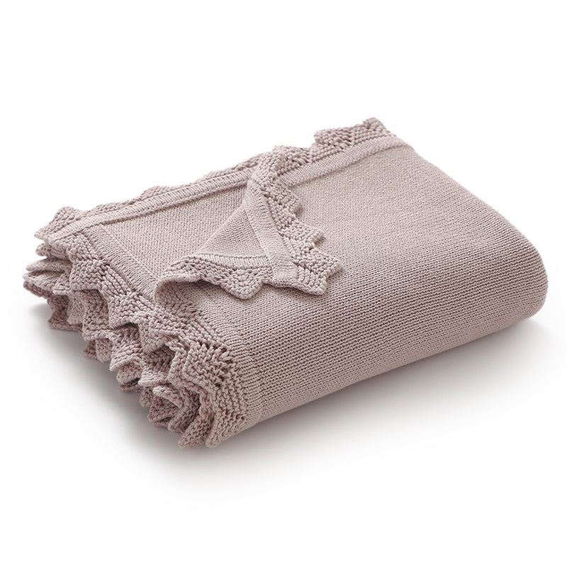 Knitted Baby Cotton Blankets With Floral Embroidery Stroller Bedding For Newborns Infant Receiving  1