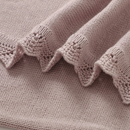 Knitted Baby Cotton Blankets With Floral Embroidery Stroller Bedding For Newborns Infant Receiving  2
