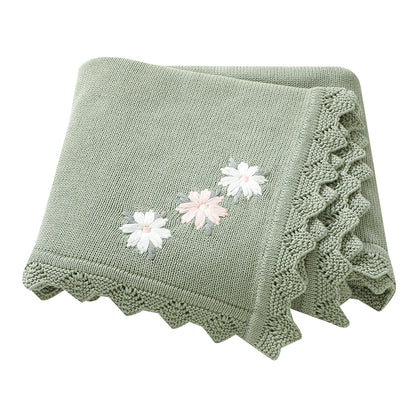 Knitted Baby Cotton Blankets With Floral Embroidery Stroller Bedding For Newborns Infant Receiving  12