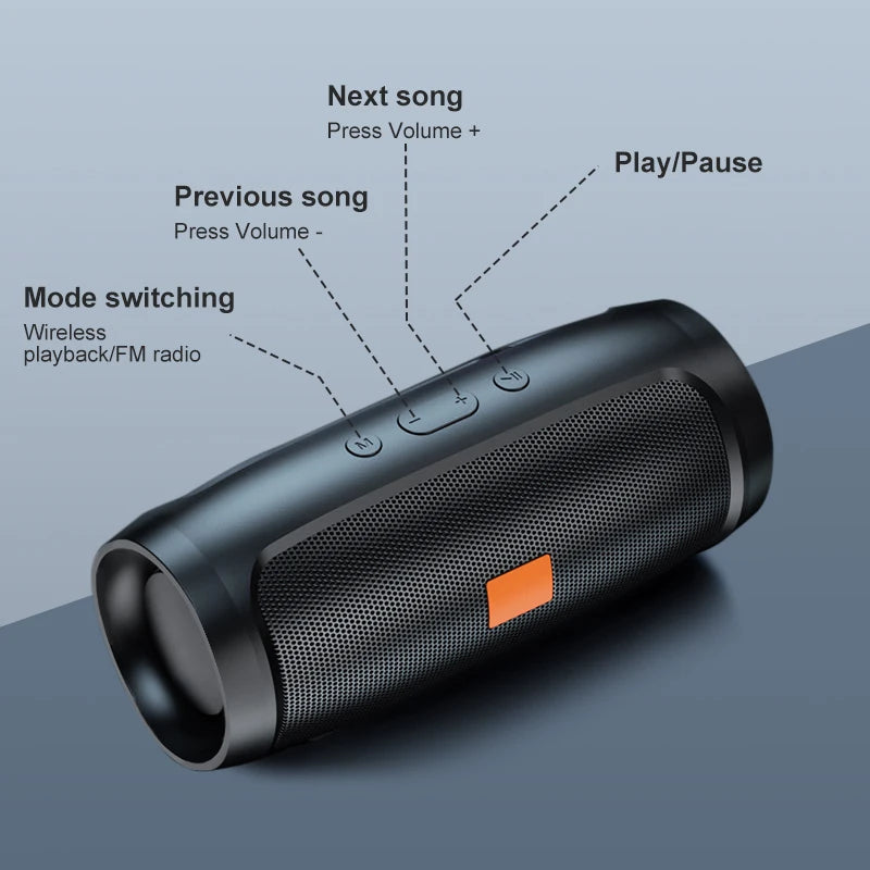 Bluetooth Speaker Portable Sub Woofer Dual Speaker Stereo Outdoor FM Wireless Playback 5
