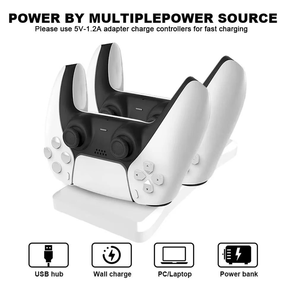Dual Controller Charging Stand for PS5, Fast Charging AC Adapter