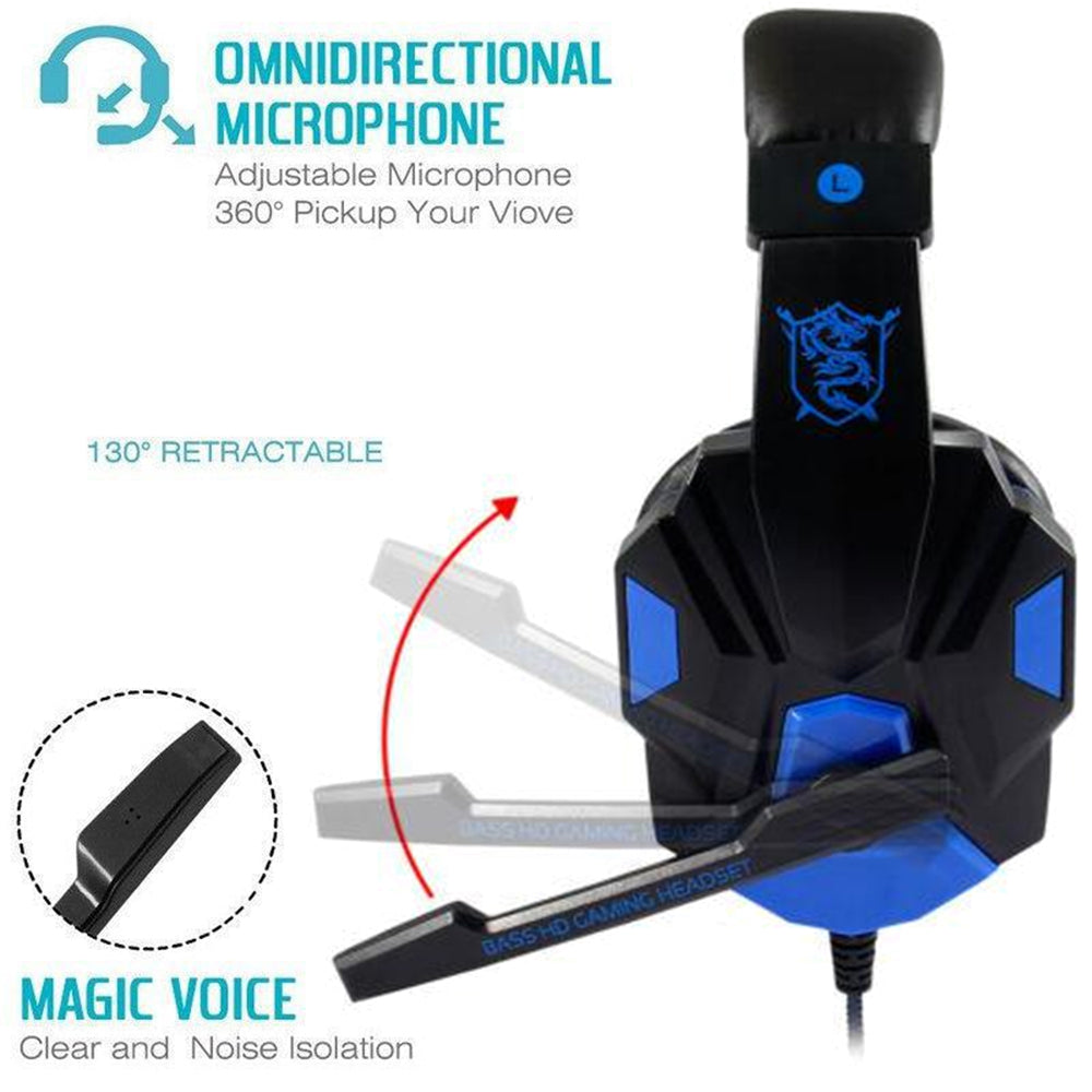 Wired Gaming Headset Smartphone Adjustable Noise Cancelling Microphone 4