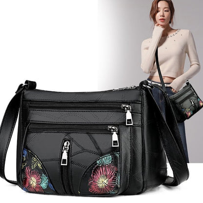 PU Leather Womens Luxury Crossbody Handbag Floral Multi Pockets Mommy Bag With Printing Stylish Lad 2