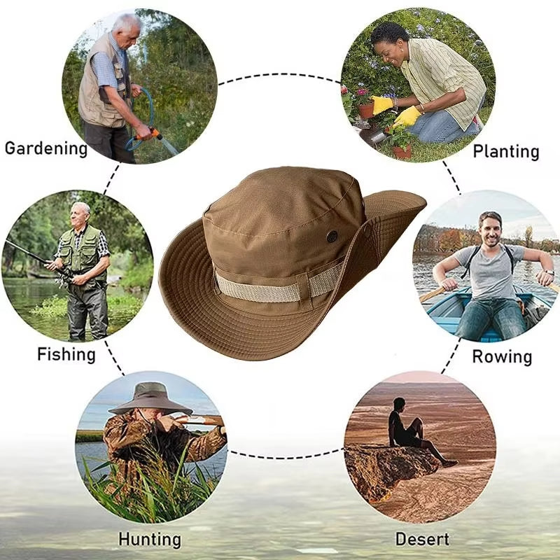 Foldable Adjustable Chin Strap Wide Brim Boonie Hat, Unisex Sun Hat for Outdoor Fishing, Superior Hiking Hunting