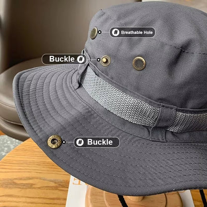 Foldable Adjustable Chin Strap Wide Brim Boonie Hat, Unisex Sun Hat for Outdoor Fishing, Superior Hiking Hunting