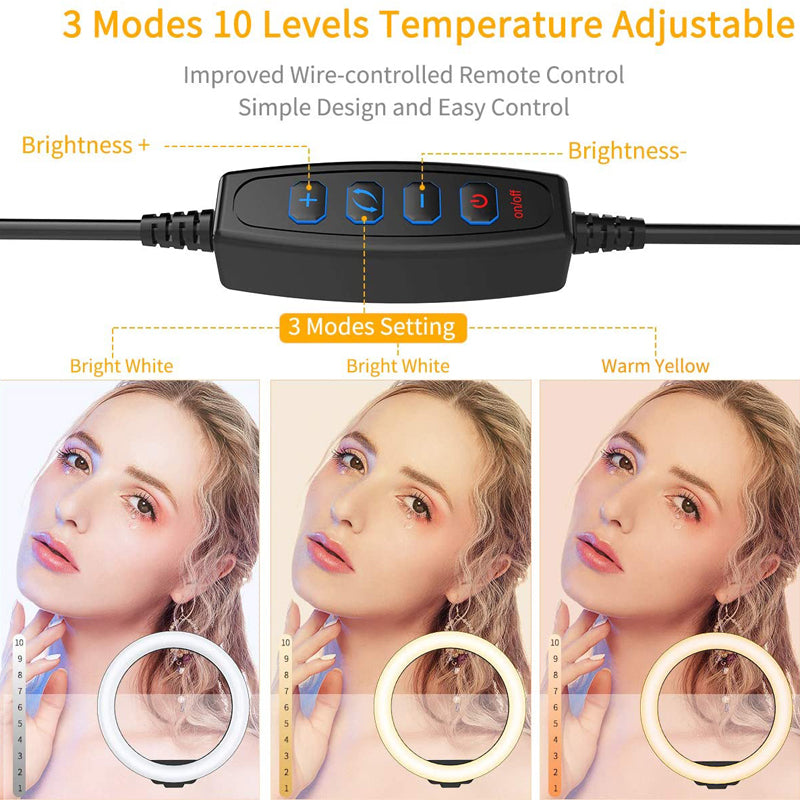 LED Ring Light with Phone Holder for TikTok YouTube Makeup Live Studio