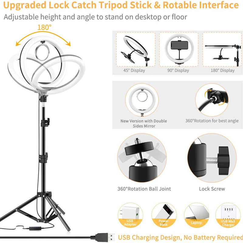 LED Ring Light with Phone Holder for TikTok YouTube Makeup Live Studio