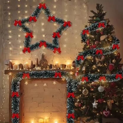 Christmas Tinsel Garland With LED Lights Metallic Twist Hanging Garland For Fireplace And Xmas Deco 3