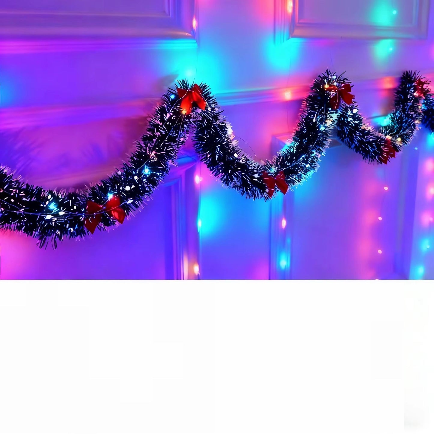 Christmas Tinsel Garland With LED Lights Metallic Twist Hanging Garland For Fireplace And Xmas Deco 4