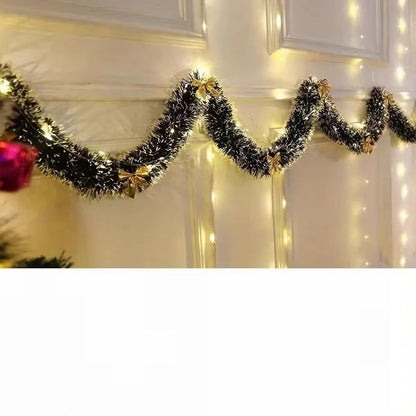 Christmas Tinsel Garland With LED Lights Metallic Twist Hanging Garland For Fireplace And Xmas Deco 5