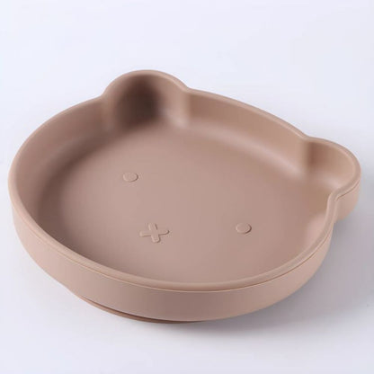 Silicone Tableware Set Cartoon Baby Dinner Plate Fork Spoon Set Baby Silicone Bowl Auxiliary Food B