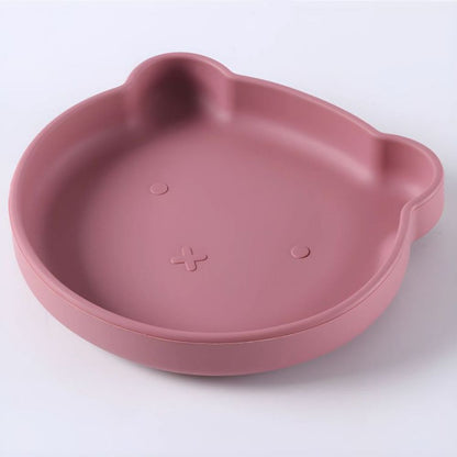 Silicone Tableware Set Cartoon Baby Dinner Plate Fork Spoon Set Baby Silicone Bowl Auxiliary Food B