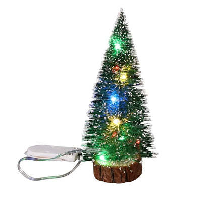 LED Light Mini Artificial Christmas Tree Decor, Frost Snow Tabletop Xmas Decoration