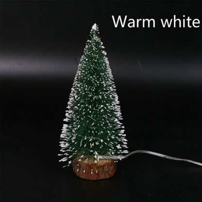 LED Light Mini Artificial Christmas Tree Decor, Frost Snow Tabletop Xmas Decoration