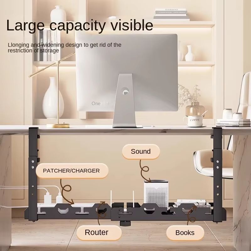 Telescopic UnderTable Metal Cable Management Tray For Home  Office 1