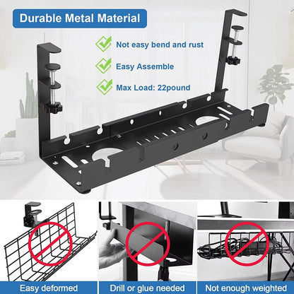 Telescopic UnderTable Metal Cable Management Tray For Home  Office 4