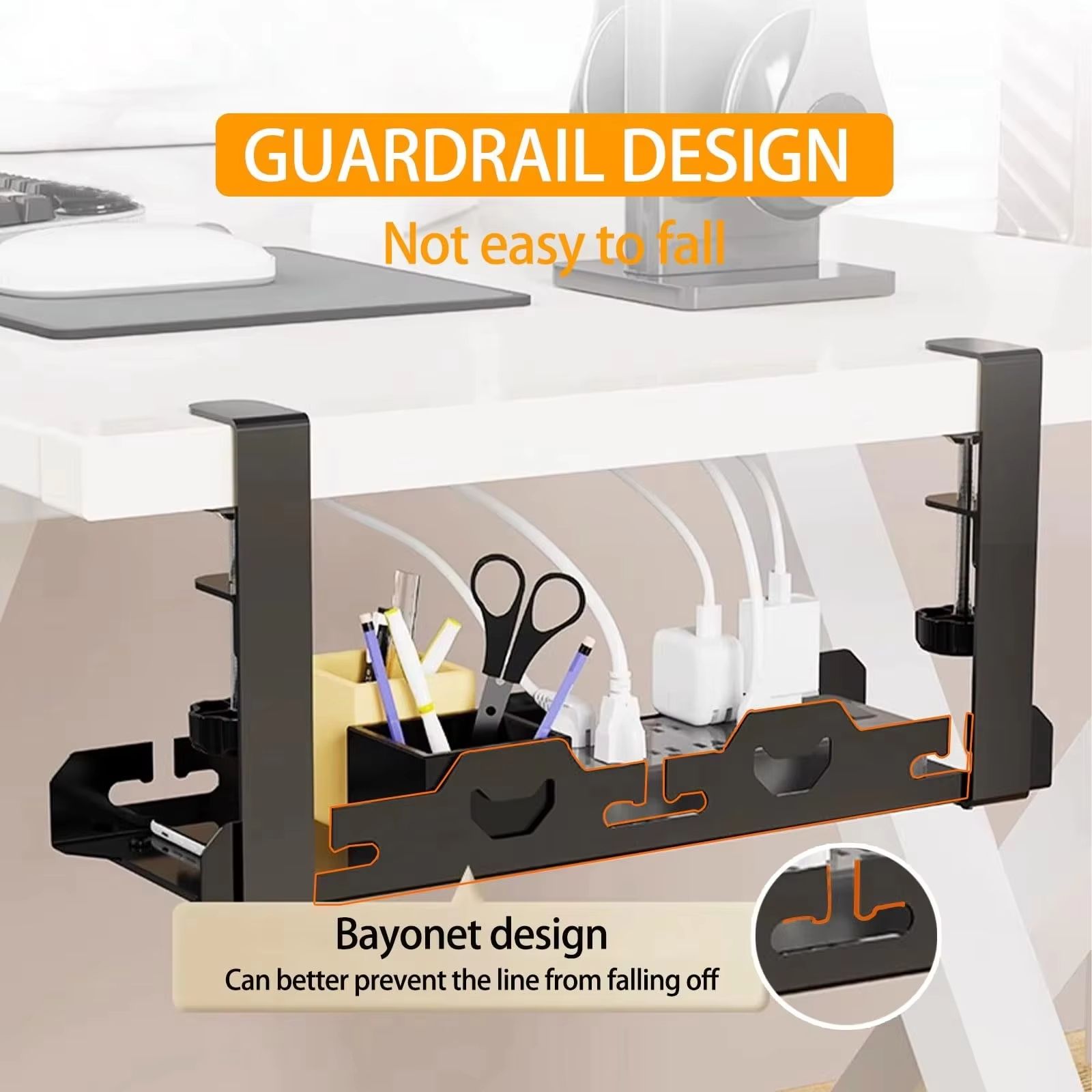 Telescopic UnderTable Metal Cable Management Tray For Home  Office 5