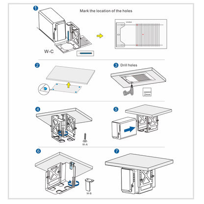 Monzlteck Adjustable UnderDesk Mount Bracket For PC  NAS Storage 2