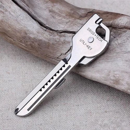 Key-Shape Mini Multi-Tool Keychain with Knife & Screwdriver Utility