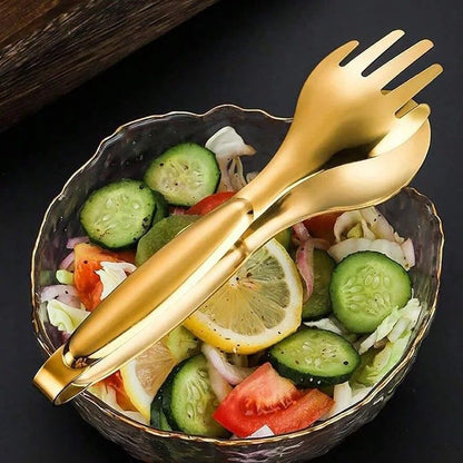 Deluxe NonSlip Stainless Steel BBQ  Serving Tongs  HeavyDuty Food  Salad Grip 3