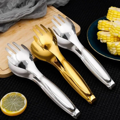 Deluxe NonSlip Stainless Steel BBQ  Serving Tongs  HeavyDuty Food  Salad Grip 1