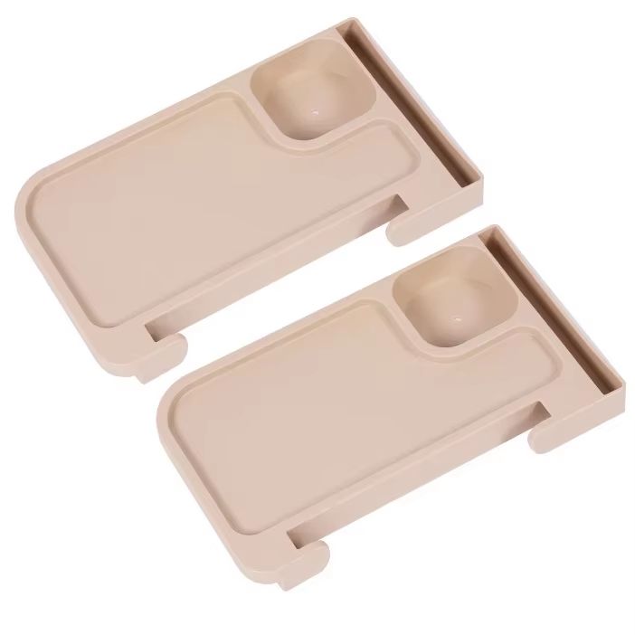 Outdoor Folding Chair Side Tray With Cup Holder  Rear Storage  2Piece Set 9