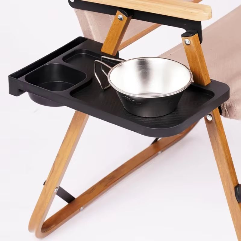 Outdoor Folding Chair Side Tray With Cup Holder  Rear Storage  2Piece Set 1