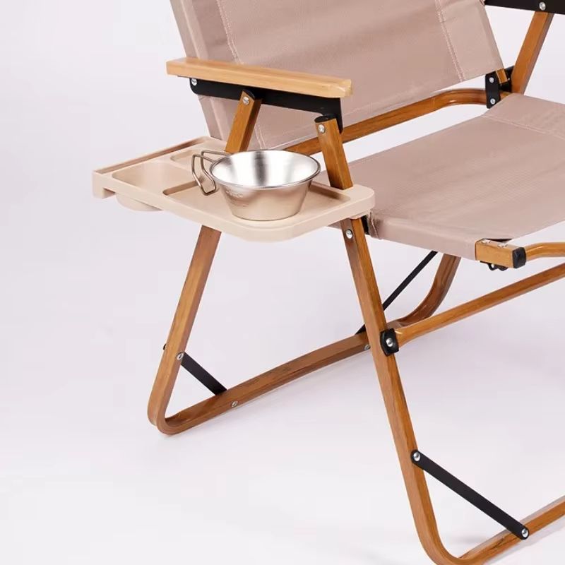 Outdoor Folding Chair Side Tray With Cup Holder  Rear Storage  2Piece Set 4