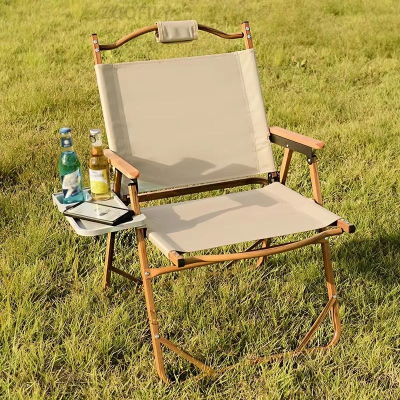Outdoor Folding Chair Side Tray With Cup Holder  Rear Storage  2Piece Set 5