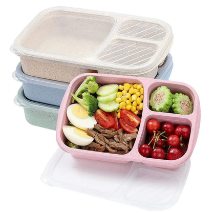 EcoStack Wheat-Straw 3-Compartment Bento Box – Meal Prep & Food Storage Solution