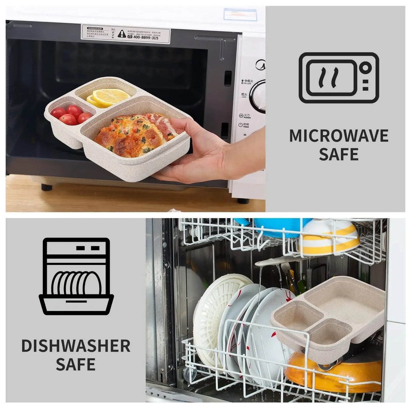 EcoStack WheatStraw 3Compartment Bento Box  Meal Prep  Food Storage Solution 4