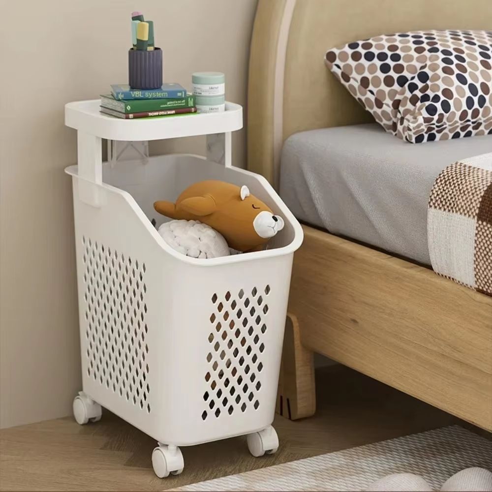 Multilayer Wheeled PP Plastic Laundry  Storage Basket Cart 5