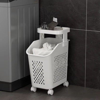 Multilayer Wheeled PP Plastic Laundry  Storage Basket Cart 6