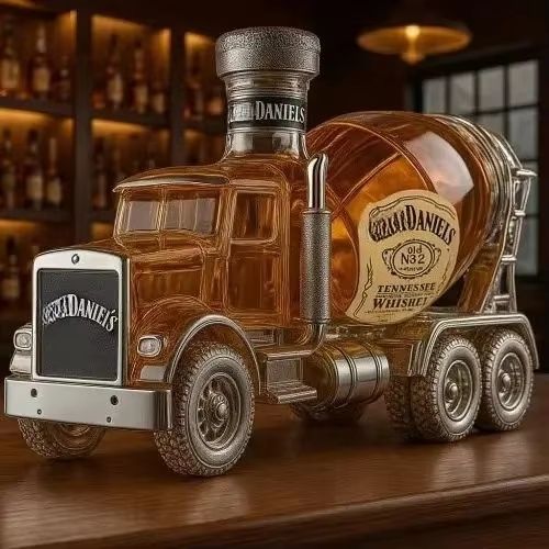 IndustrialMix Glass Spirits Dispenser  Creative Cement Blender Design Bottle For Whiskey  Vodka 9
