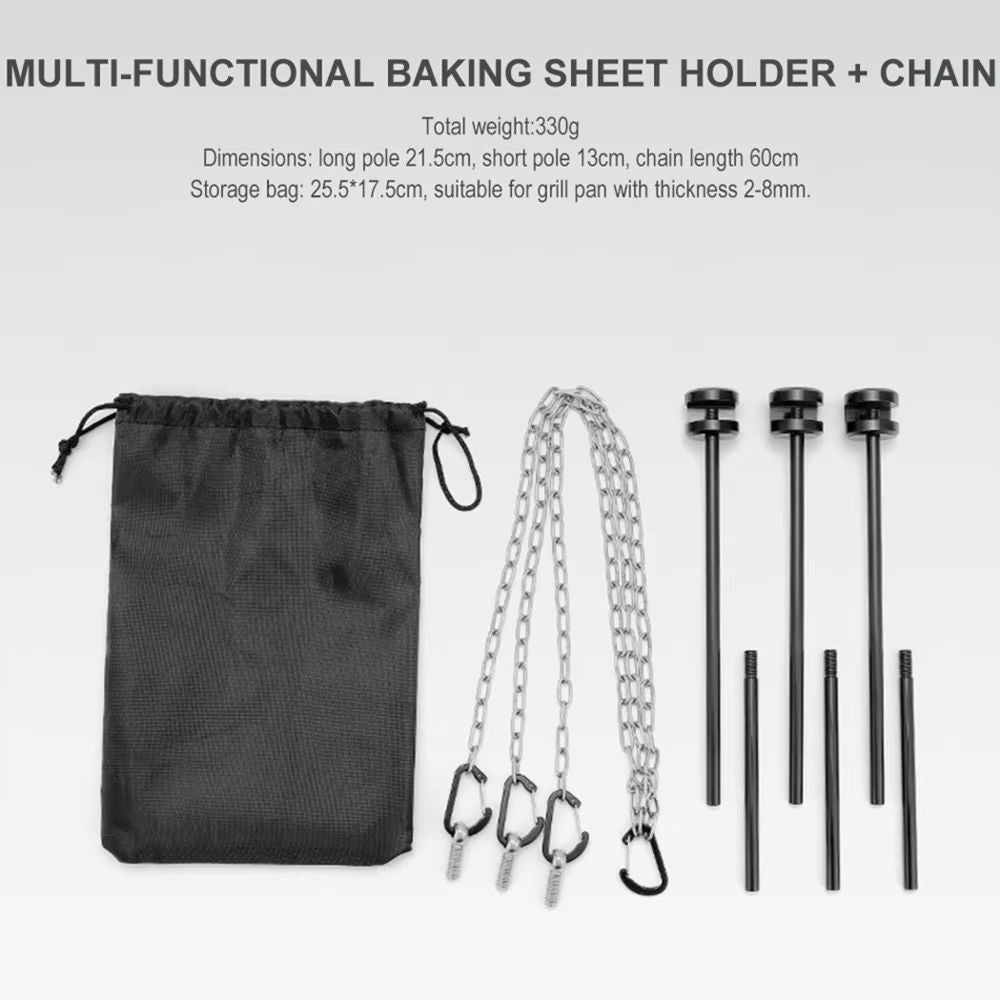 Portable Adjustable Triangular Grill  Pot Rack With Chain For Outdoor BBQ  Camping 7