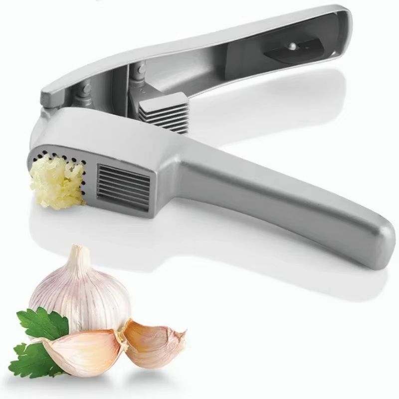 DualAction Zinc Alloy Garlic Press  Slicer  2in1 Manual Kitchen Gadget 4