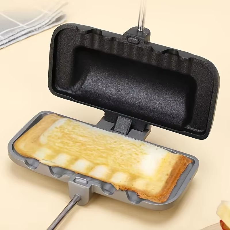 DualColor DoubleSided Aluminum Sandwich Pan  NonStick Rectangular Stovetop Toast Maker 4