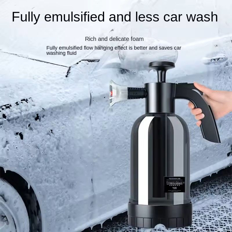 2L Hand Pump Foam Cannon  Manual Car Wash Sprayer With 3 Nozzles 8