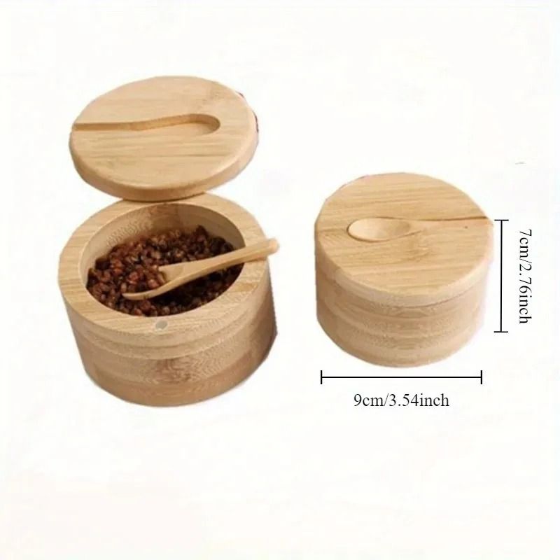 Bamboo Salt And Seasoning Jar Set For Kitchen Counter Storage 1