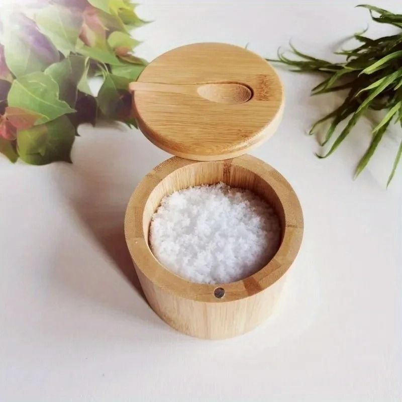 Bamboo Salt And Seasoning Jar Set For Kitchen Counter Storage 2