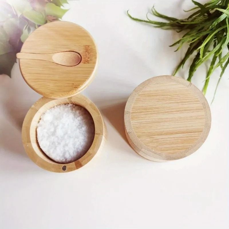 Bamboo Salt And Seasoning Jar Set For Kitchen Counter Storage 5