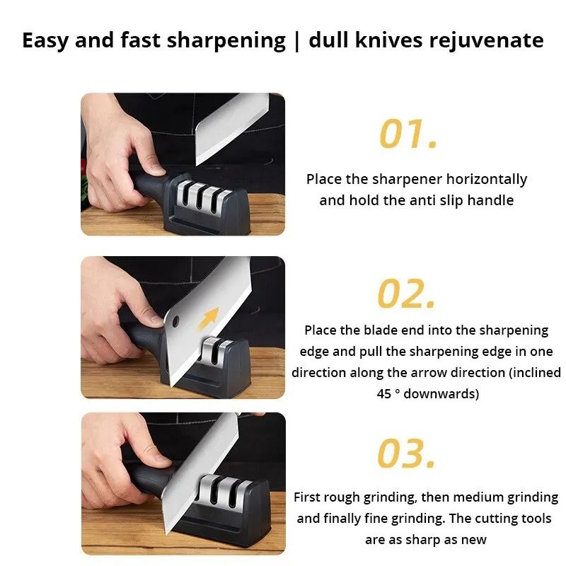 Three Stage Knife Sharpener For Kitchen Knives And Cooking Tools 4