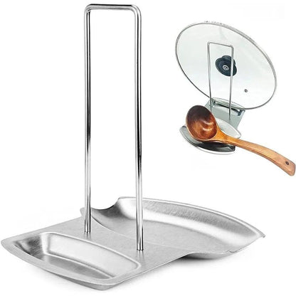 Sleek Stainless Kitchen Lid & Spoon Organizer Rack