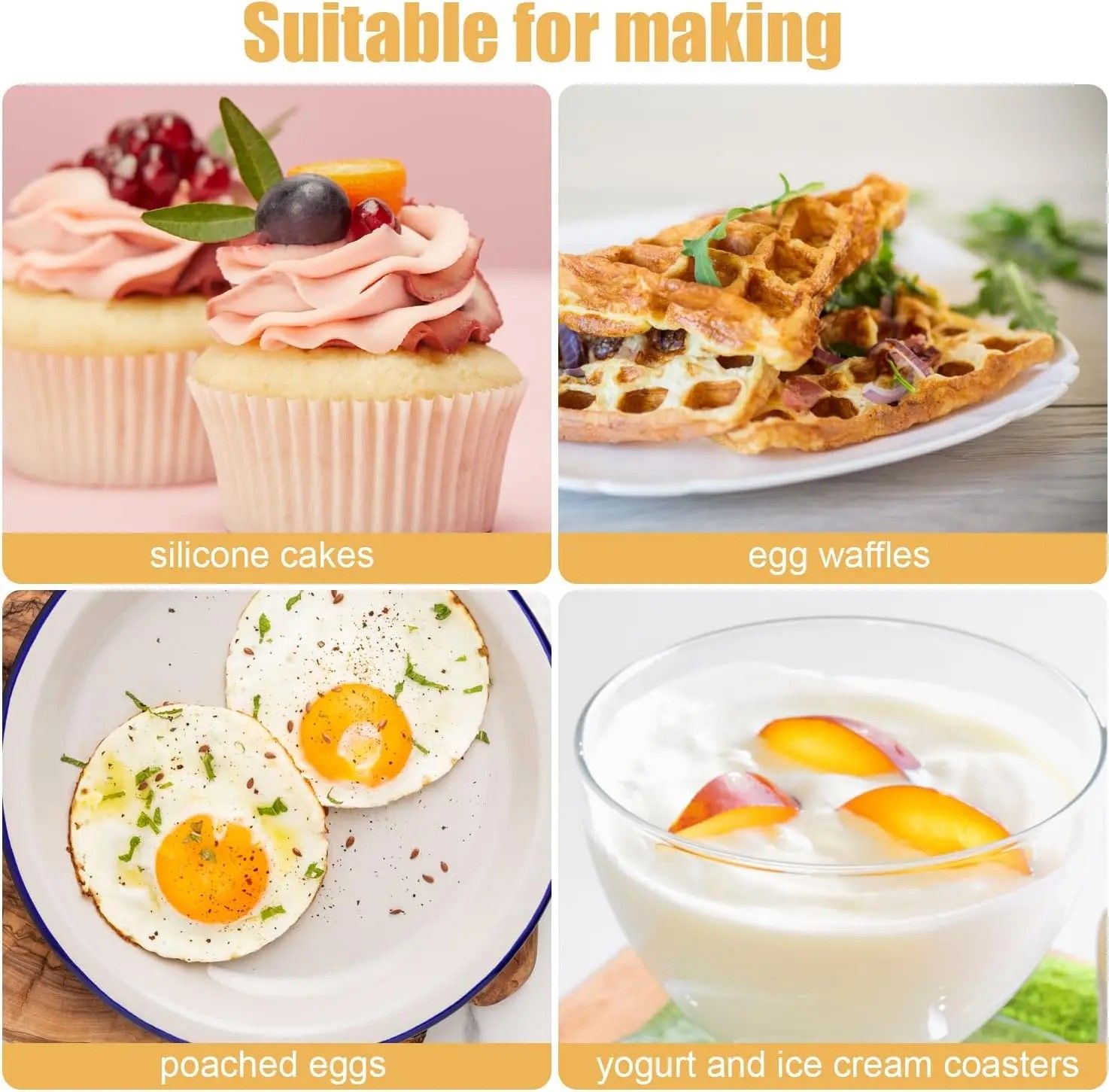 Silicone Air Fryer Egg  Baking Cups  Premium FoodGrade Egg Poacher For Air Fryer Oven  Muffin Use 4