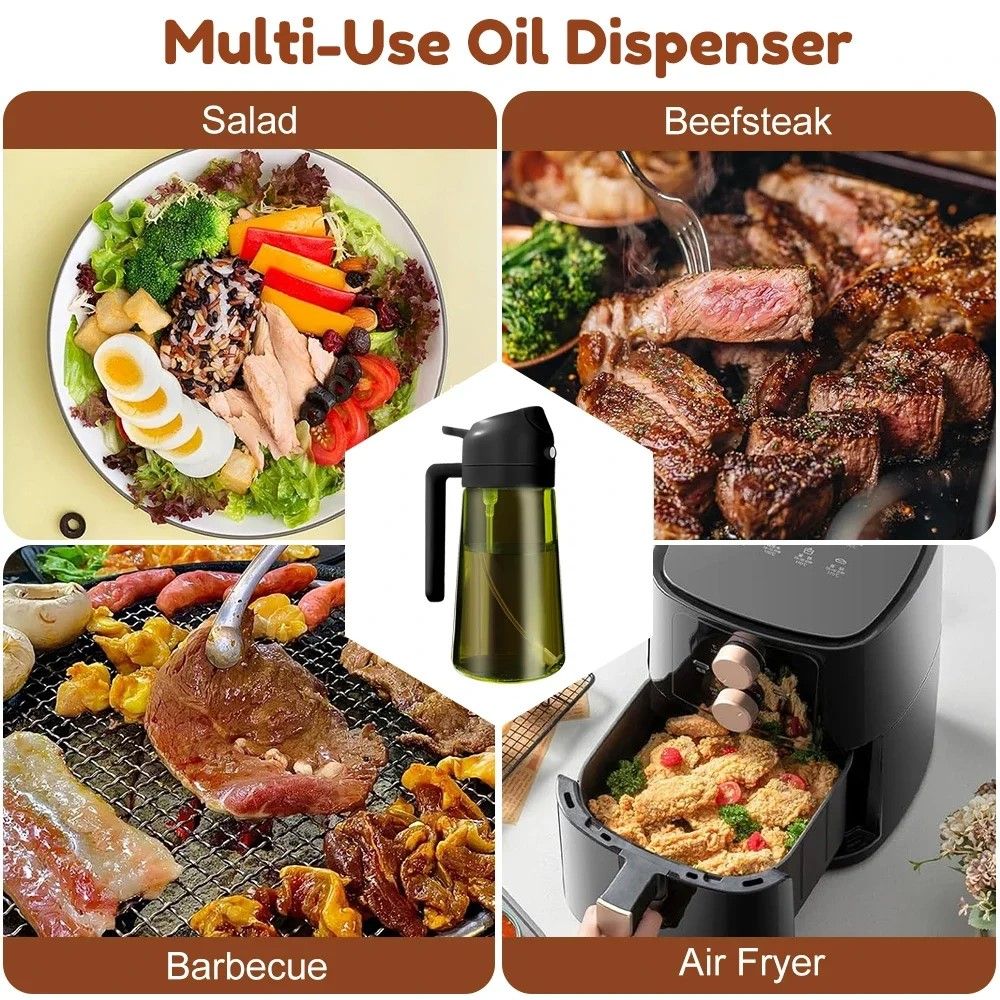 HeritageGuard 470 Ml DarkGreen Glass Oil Dispenser  Sprayer  Premium LightBlocking Kitchen Bottle 2