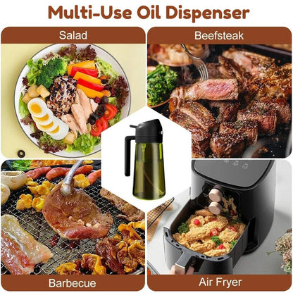 HeritageGuard 470 Ml DarkGreen Glass Oil Dispenser  Sprayer  Premium LightBlocking Kitchen Bottle 2