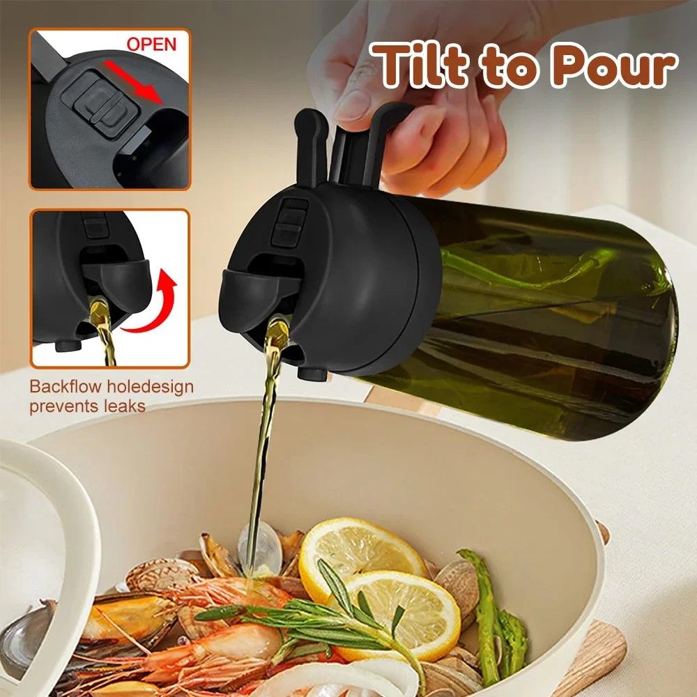 HeritageGuard 470 Ml DarkGreen Glass Oil Dispenser  Sprayer  Premium LightBlocking Kitchen Bottle 7