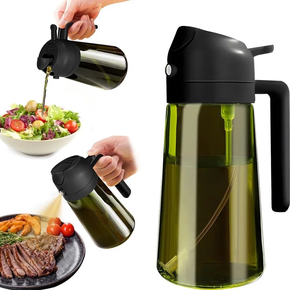 HeritageGuard 470 Ml DarkGreen Glass Oil Dispenser  Sprayer  Premium LightBlocking Kitchen Bottle 1