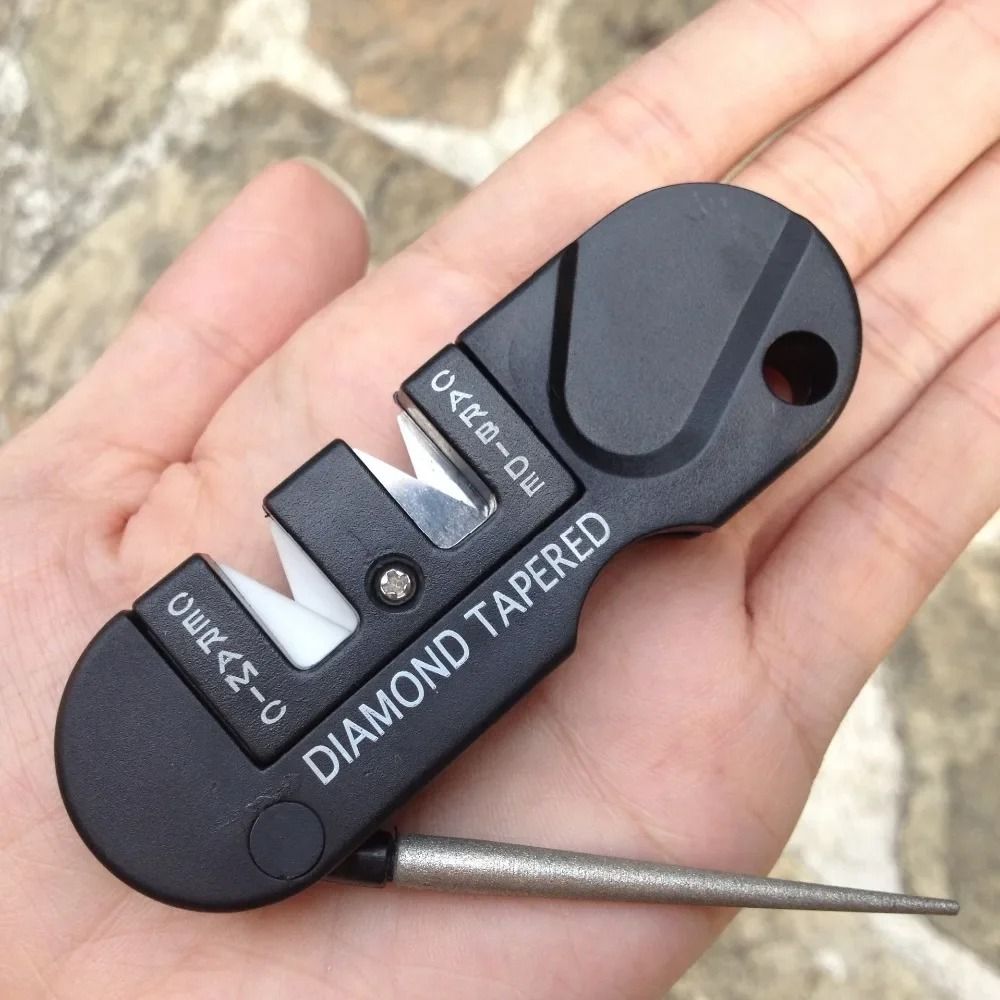 Four in One Portable Knife Sharpener with Tungsten Ceramic and Carbide Rod
